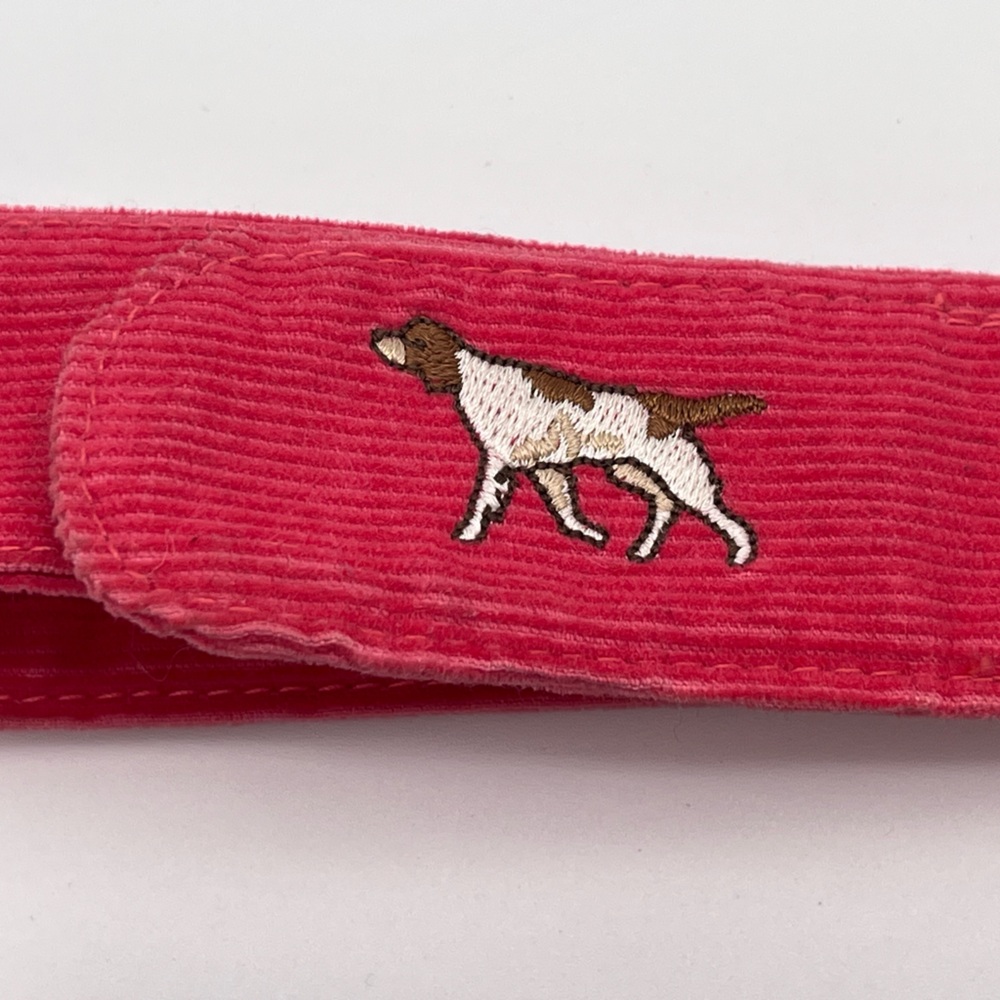 LL Bean Preppy Pink Burgundy Women's Ribbon (2) Belts Corduroy dog embroidery ML - Picture 2 of 9